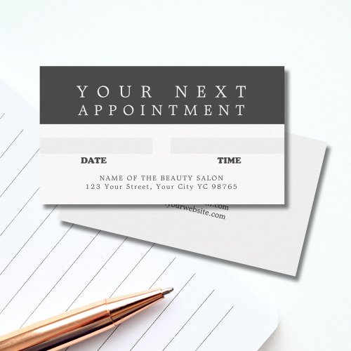 Modern Cool Grey White Beauty Appointment Card