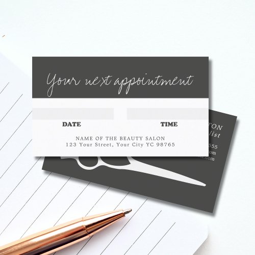 Modern Cool Grey White Hairstylist AppointmentCard Appointment Card
