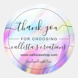 Modern Cool Holographic Customer Thank You Classic Round Sticker