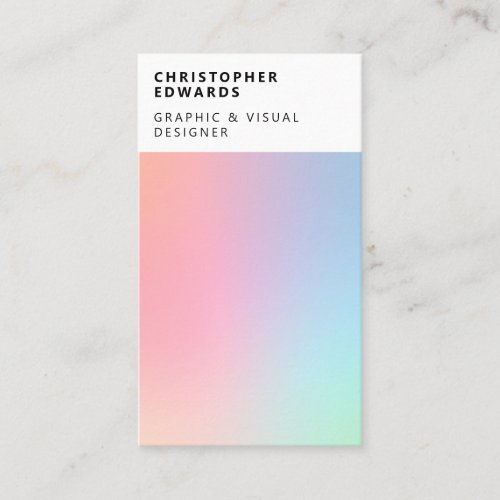 Modern cool holographic gradient white abstract business card