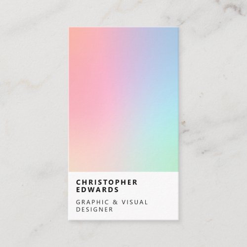 Modern cool holographic gradient white minimalist business card