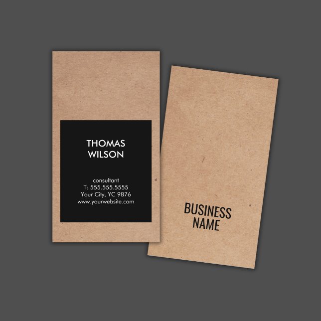 Modern Cool Kraft Paper Black Consultant Business Card (Creator Uploaded)