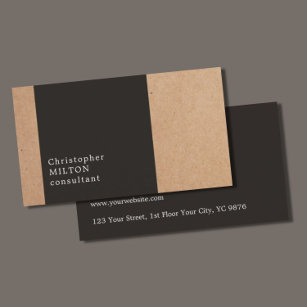 Modern Cool Kraft Paper Dark Grey Consultant Business Card