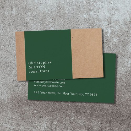 Modern Cool Kraft Paper Green Consultant Business Card