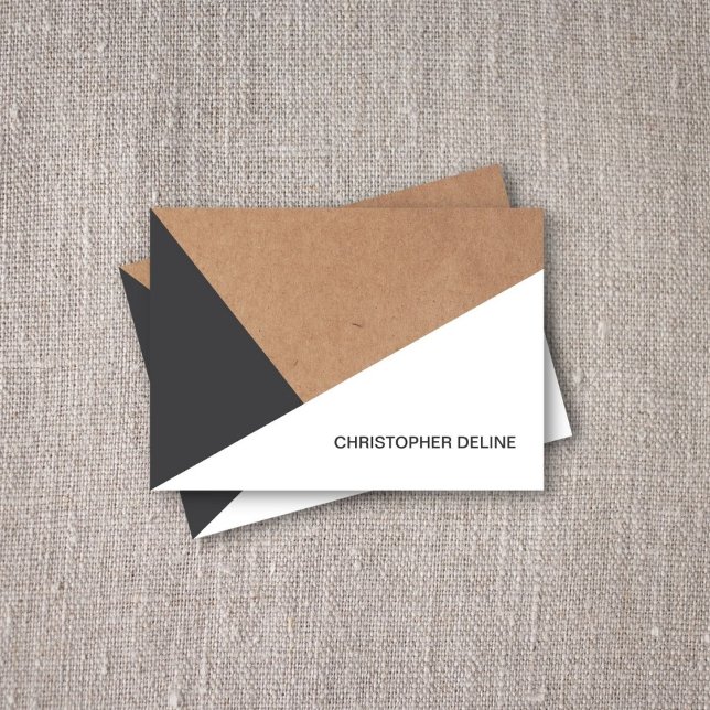 Modern Cool Kraft Paper Grey White Geometric Business Card (Creator Uploaded)