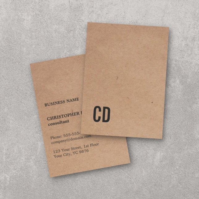 Modern Cool Kraft Paper(printed) Black Monogram Business Card (Creator Uploaded)