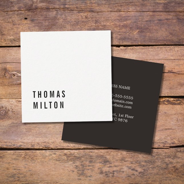 Modern Cool Minimal Black and White Consultant Square Business Card (Creator Uploaded)