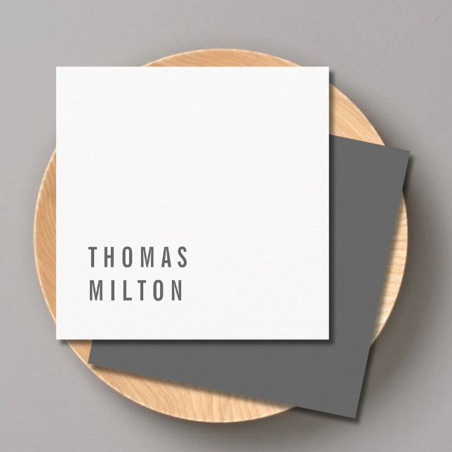 Modern Cool Minimal Grey White Consultant Square Business Card (Creator Uploaded)