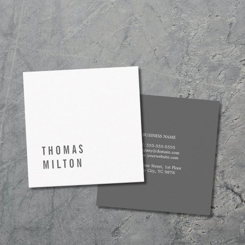 Modern Cool Minimal Grey White Consultant Square Business Card