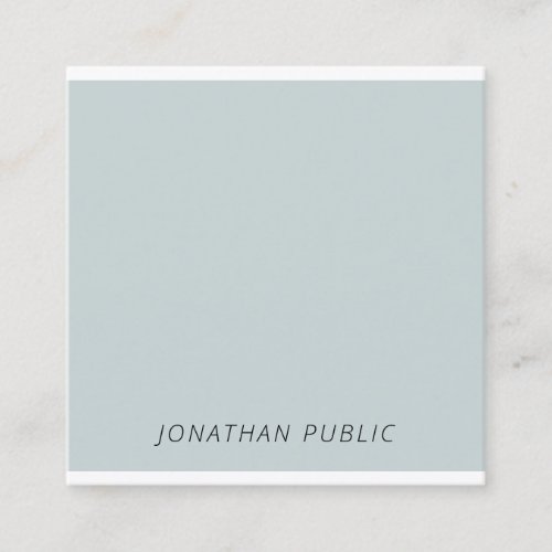 Modern Cool Minimalist Blue Green Simple Template Square Business Card