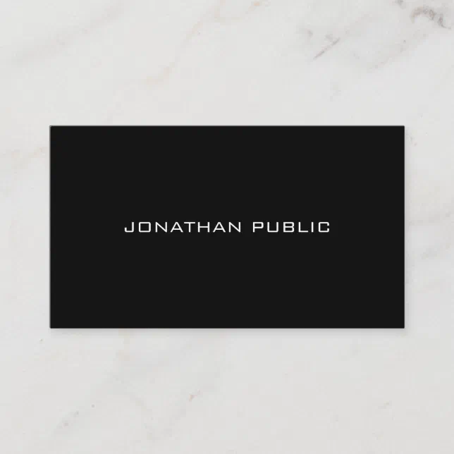 Modern Cool Minimalist Elegant Black Simple Plain Business Card | Zazzle