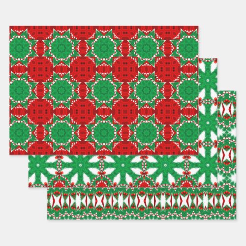 Modern Cool Mix and Match Christmas Patterns Wrapping Paper Sheets