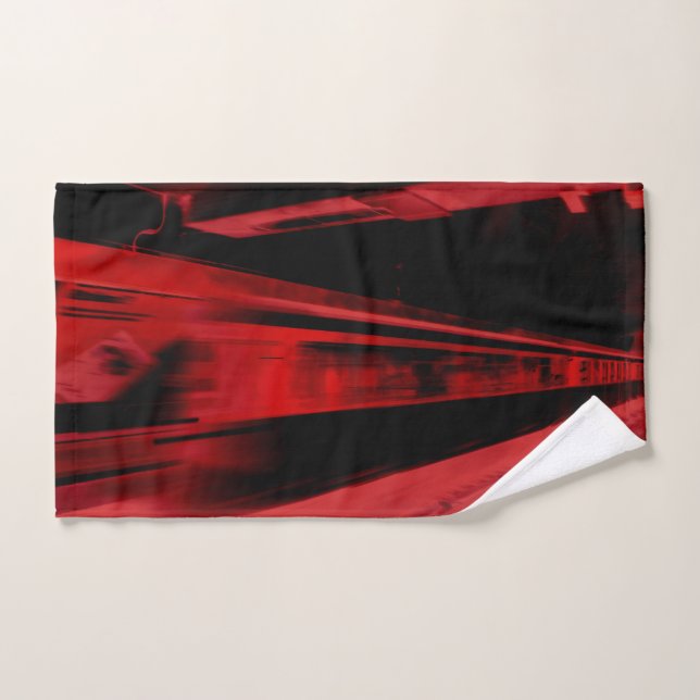 Modern, cool motion concept in red and black hand towel  (Hand Towel)