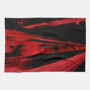 Modern, cool motion concept in red and black kitchen towel