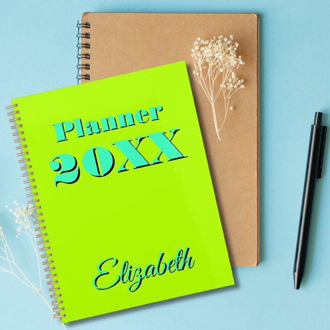 Modern Cool Neon Lime Teal Weekly and Monthly 2026 Planner (Creator Uploaded)