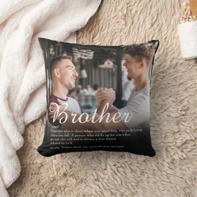 Modern Cool Photo Best Brother Ever Definition Throw Pillow (Blanket)