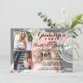 Modern Cool Photo Collage Graduation Year Invitation (Standing Front)