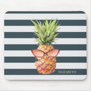 Modern Cool Pineapple Stripes  Mouse Pad