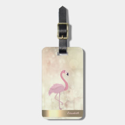 Modern Cool Pink Flamingo ,Bokeh - Personalized Luggage Tag