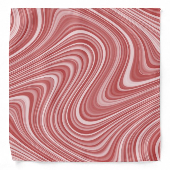 Modern Cool Red/Blue White Grey Curvy Line Pattern Bandana (Front)