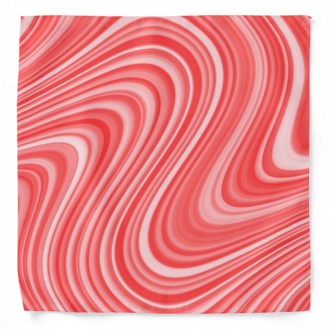 Modern Cool Red/Blue White Grey Curvy Line Pattern Bandana (Front)