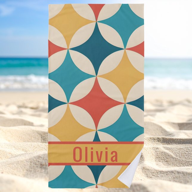 Modern Cool Retro Vintage Girly Beach Towel (Creator Uploaded)