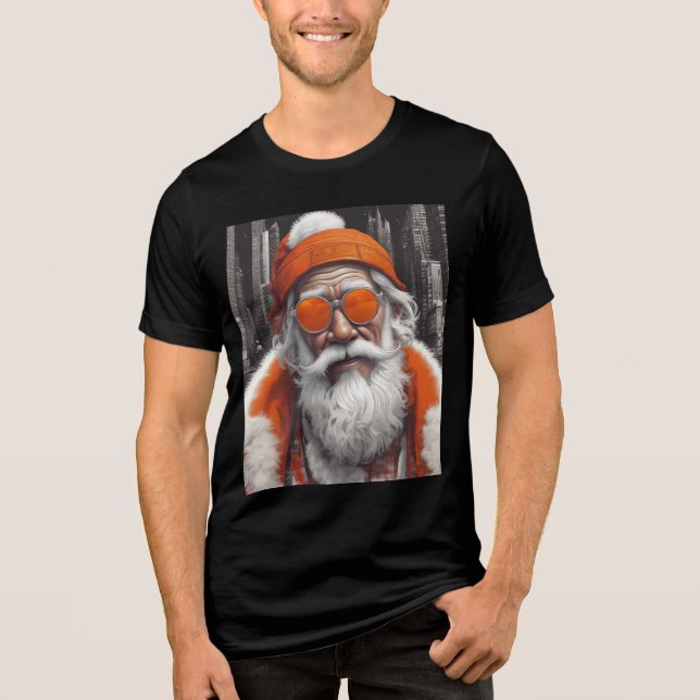 Modern Cool Santa Claus T-Shirt | Hoodie  Tri-Blend Shirt (Front)