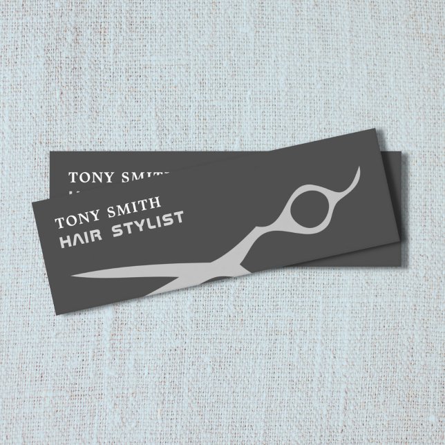Modern Cool Scissor Silver Hair Stylist  Mini Business Card (Creator Uploaded)