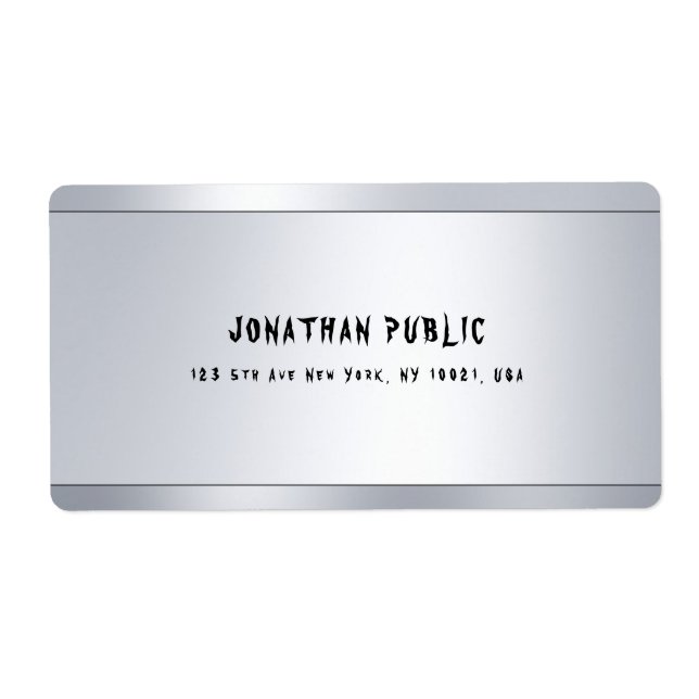 Modern Cool Silver Minimalist Shipping Address Label (Front)