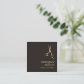 Modern Cool Simple Black Faux Gold Hair Stylist Square Business Card ...