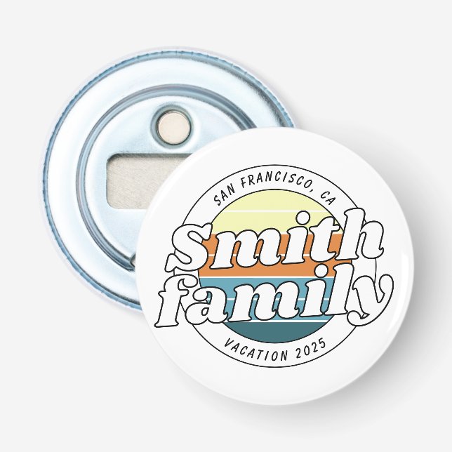 Modern Cool Simple Colorful Family Vacation Bottle Opener (Front)