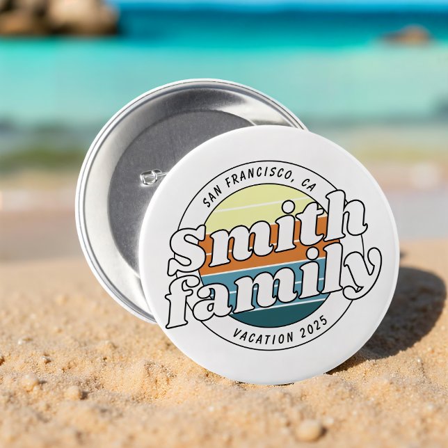 Modern Cool Simple Colorful Family Vacation Button (Creator Uploaded)