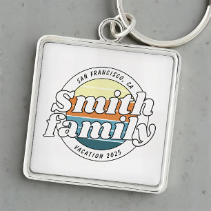 Modern Cool Simple Colorful Family Vacation Keychain