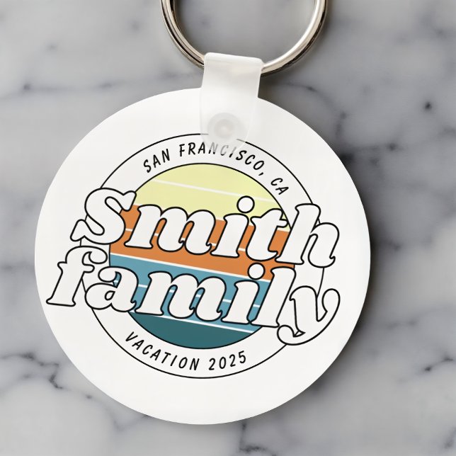 Modern Cool Simple Colorful Family Vacation Keychain (Creator Uploaded)