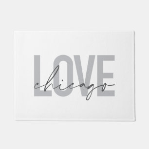 Modern,cool, simple, minimal, design Love Chicago Doormat