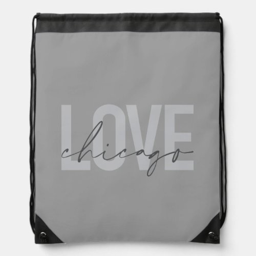 Moderncool simple minimal design Love Chicago Drawstring Bag
