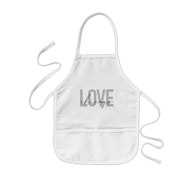 Modern,cool, simple, minimal, design Love Chicago Kids' Apron (Front)