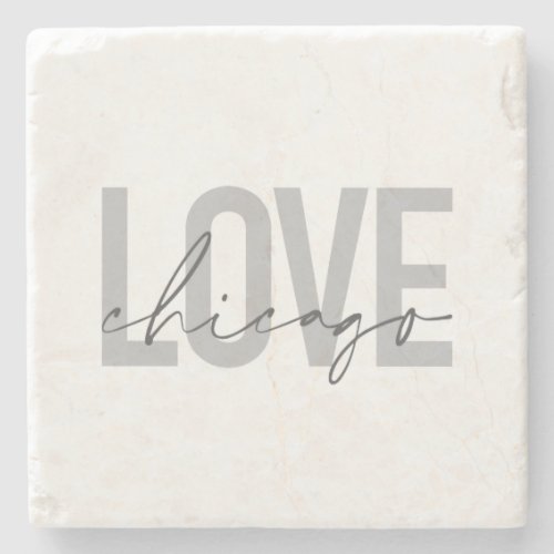 Moderncool simple minimal design Love Chicago Stone Coaster