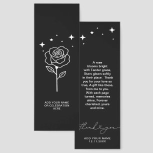 Modern Cool Stars Rose Thank You Heart Script Poem Bookmarks
