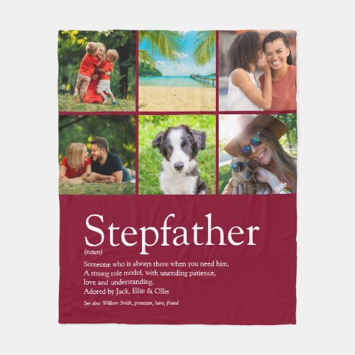 Modern Cool Stepfather Stepdad Photo Collage Fleece Blanket