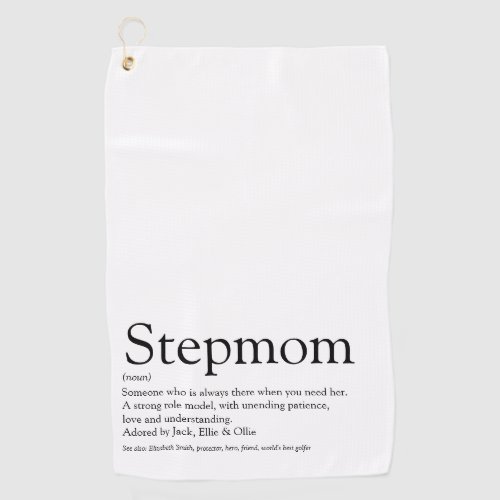 Modern Cool Stepmom Stepmother Black and White Golf Towel