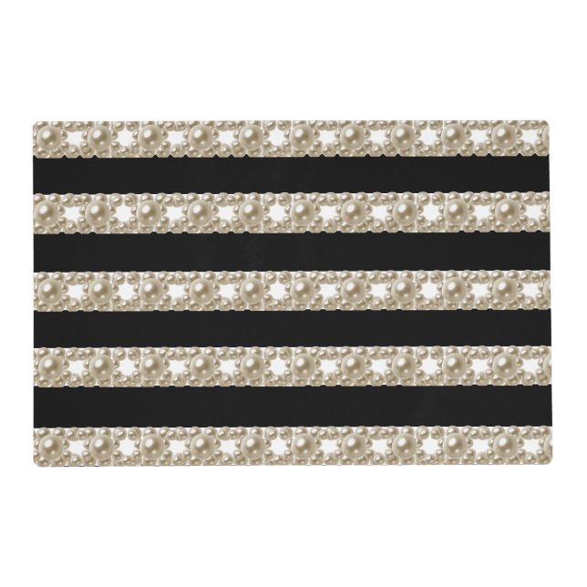 Modern Cool Stylish Trendy Black & White Stripes Placemat (Front)