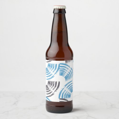Modern cool trendy blue abstract brush strokes beer bottle label