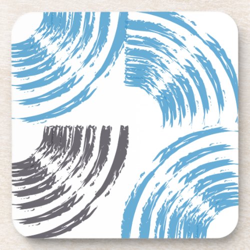Modern cool trendy blue abstract brush strokes beverage coaster
