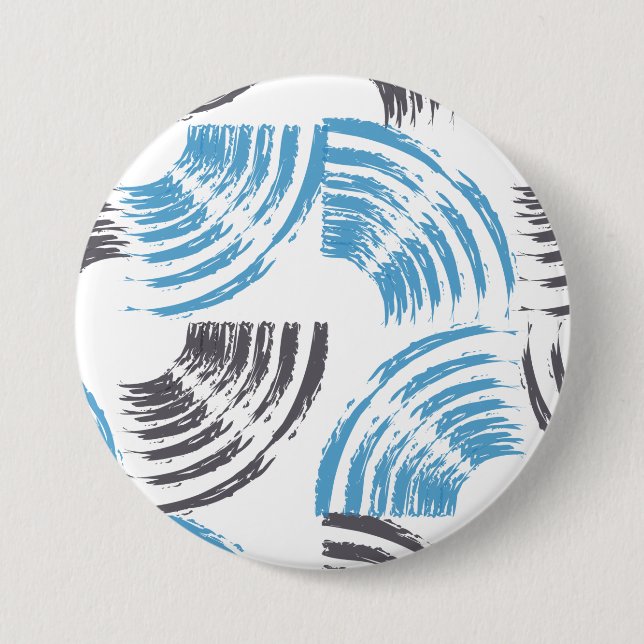 Modern, cool, trendy blue abstract brush strokes button (Front)