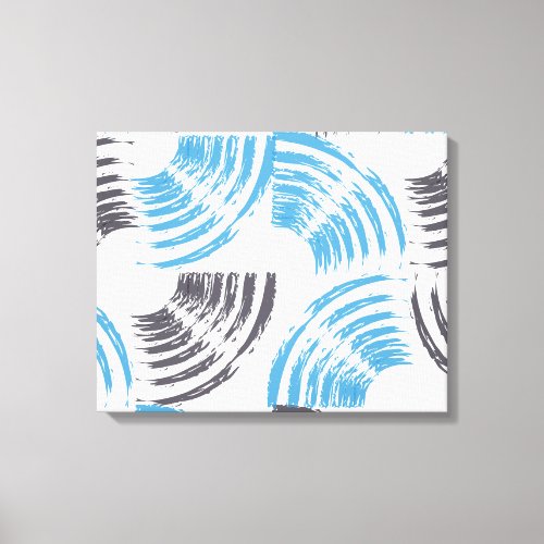 Modern cool trendy blue abstract brush strokes canvas print