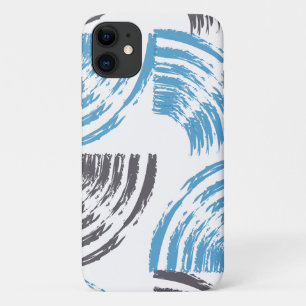 Modern, cool, trendy blue abstract brush strokes iPhone 11 case