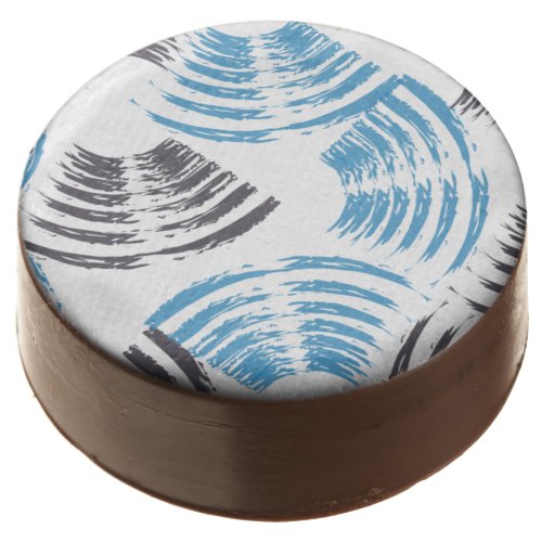 Modern cool trendy blue abstract brush strokes chocolate covered oreo