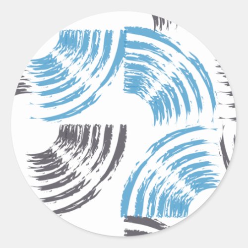 Modern cool trendy blue abstract brush strokes classic round sticker