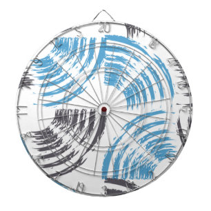 Modern, cool, trendy blue abstract brush strokes dart board